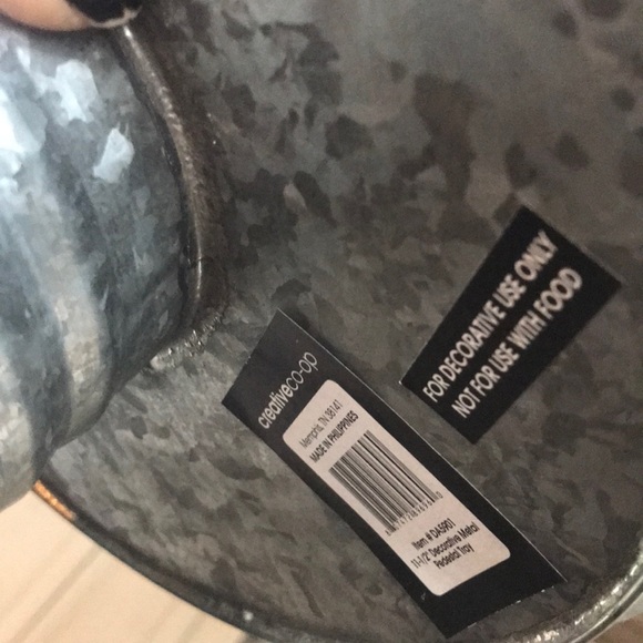 Farmhouse Decor Metal Pedestal Tray Large - Picture 3 of 7